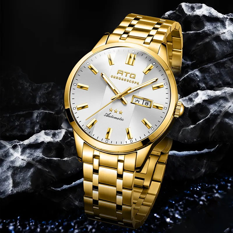 ATQ Elegant Series Automatic Mechanical Movement Stainless Steel Watchband Watch Men's Watches Gray Dial-20