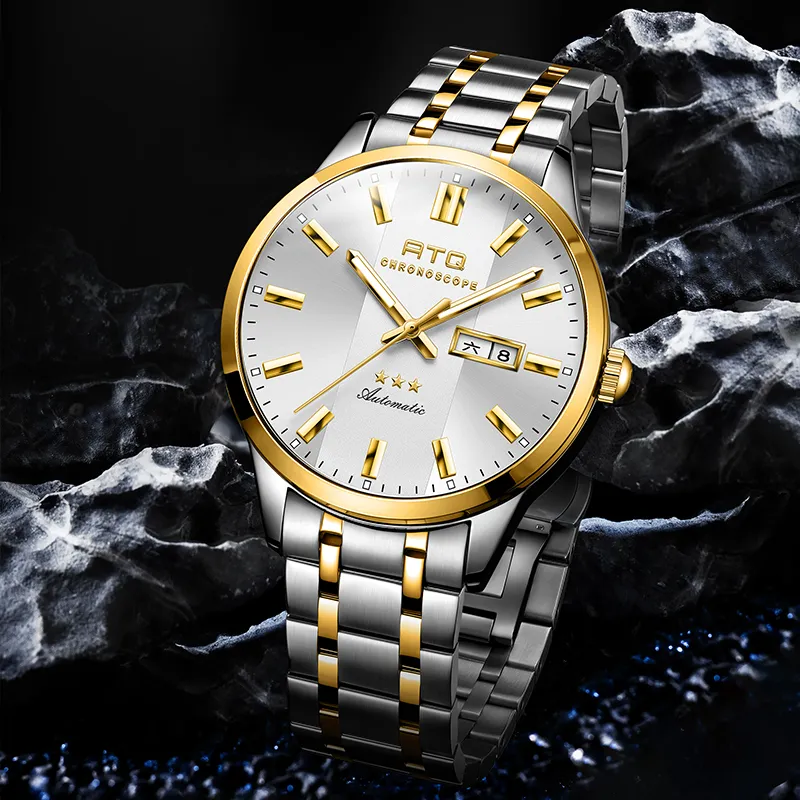 ATQ Elegant Series Automatic Mechanical Movement Stainless Steel Watchband Watch Men's Watches Gray Dial-14