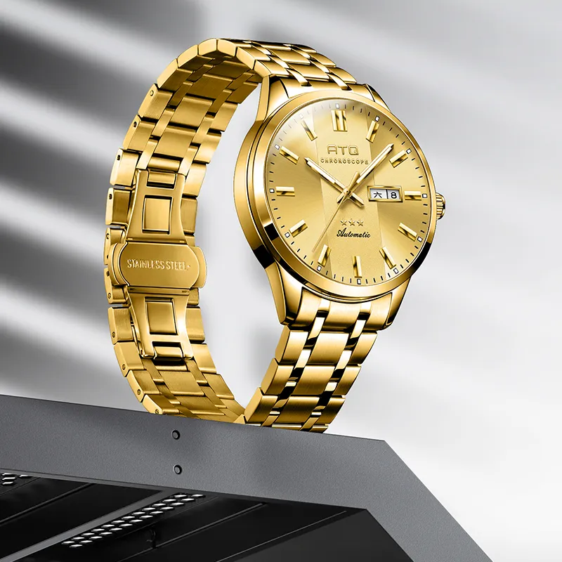 ATQ Elegant Series Automatic Mechanical Movement Stainless Steel Watchband Watch Men's Watches Gray Dial-25