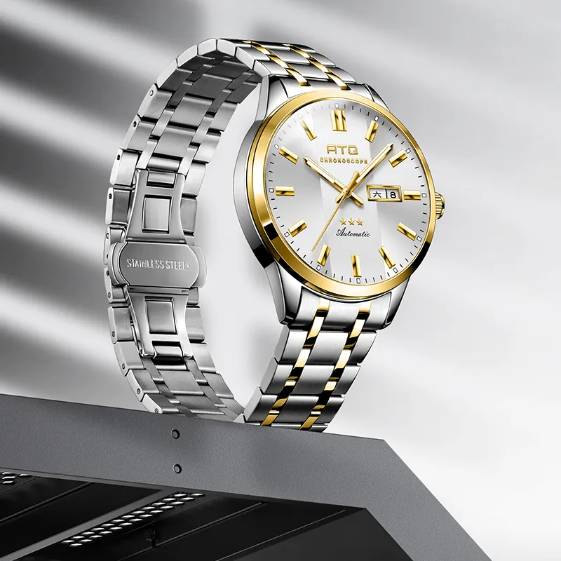 ATQ Elegant Series Automatic Mechanical Movement Stainless Steel Watchband Watch Men's Watches Gray Dial-13