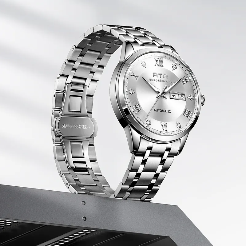 ATQ Elegant Series Automatic Mechanical Movement Stainless Steel Watchband Watch Men's Watches Gray Dial-17
