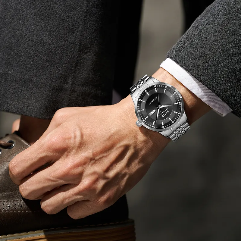 ATQ Automatic Mechanical Movement Stainless Steel Watchband Watch Men's Watches Gray Dial-10