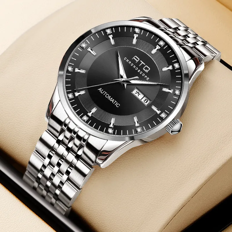 ATQ Automatic Mechanical Movement Stainless Steel Watchband Watch Men's Watches Gray Dial-8