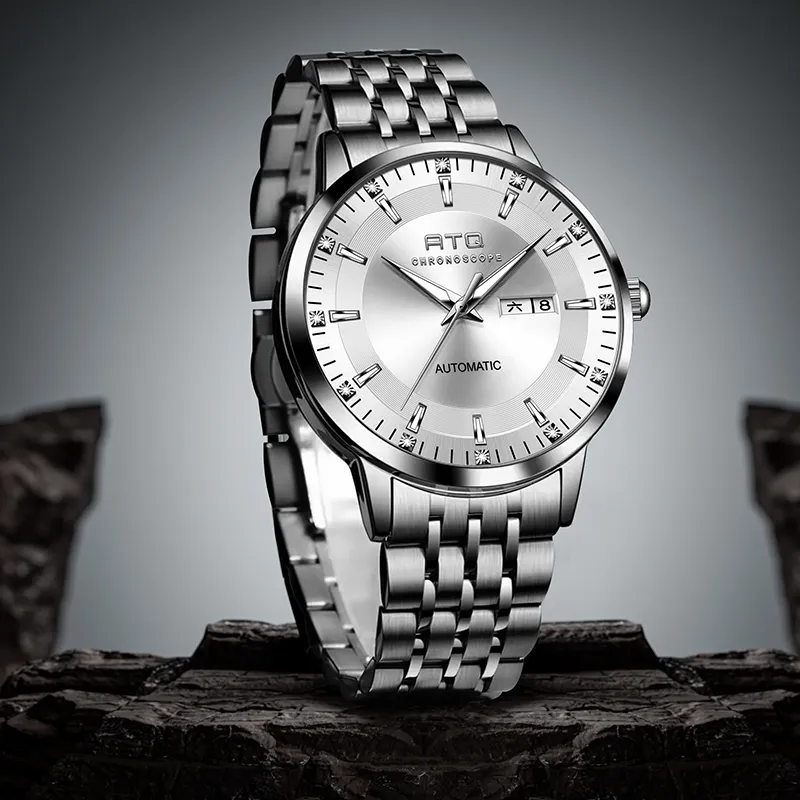 ATQ Automatic Mechanical Movement Stainless Steel Watchband Watch Men's Watches Gray Dial-17