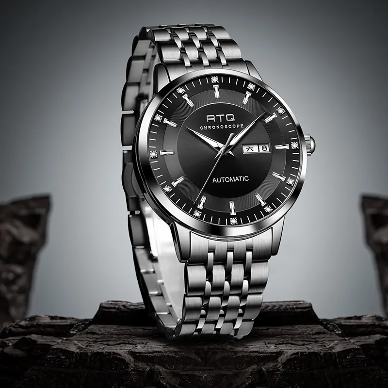 ATQ Automatic Mechanical Movement Stainless Steel Watchband Watch Men's Watches Gray Dial-11