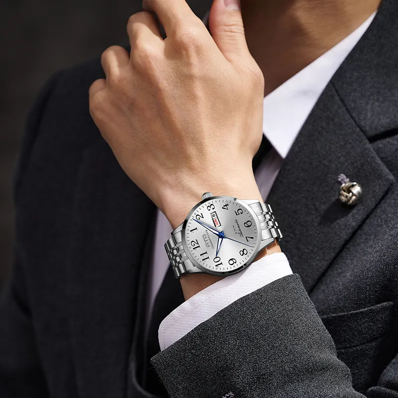 ATQ Elegant Series Automatic Mechanical Movement Stainless Steel Watchband Watch Men's Watches Silver Dial-4