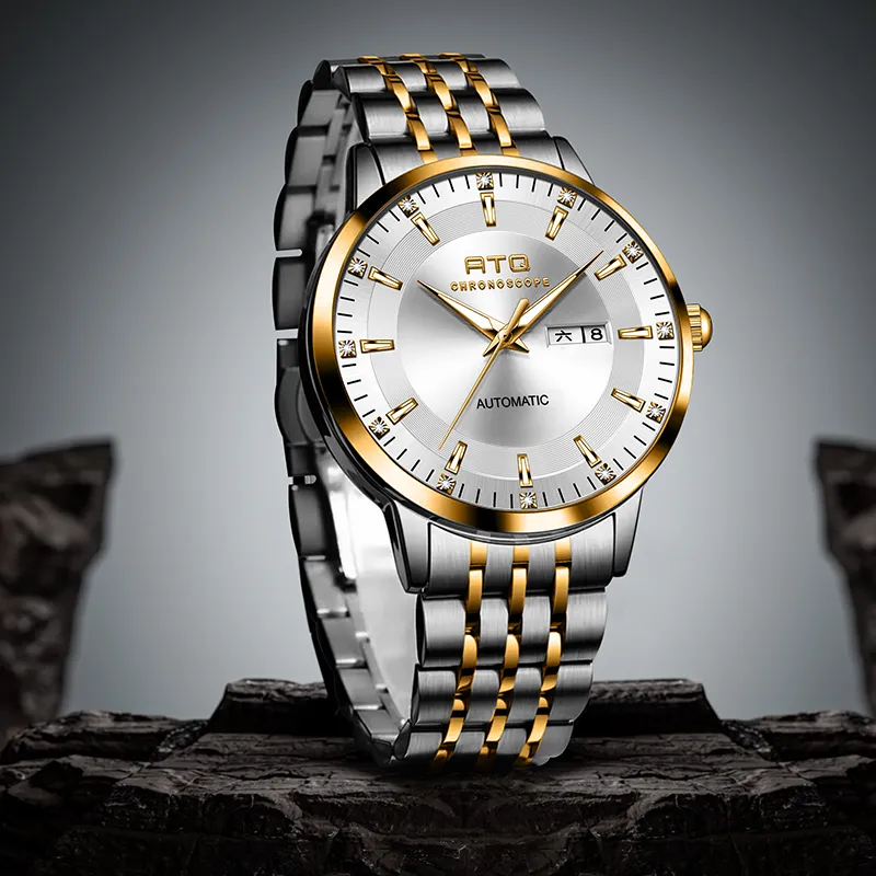 ATQ Automatic Mechanical Movement Stainless Steel Watchband Watch Men's Watches Gray Dial-23