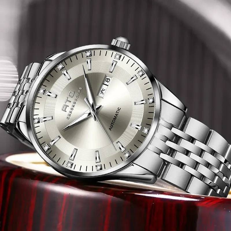 ATQ Automatic Mechanical Movement Stainless Steel Watchband Watch Men's Watches Gray Dial-6