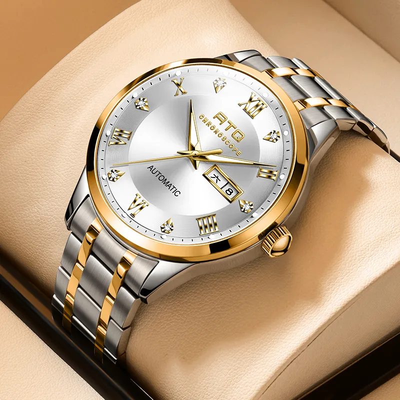 ATQ Elegant Series Automatic Mechanical Movement Stainless Steel Watchband Watch Men's Watches Gray Dial-22