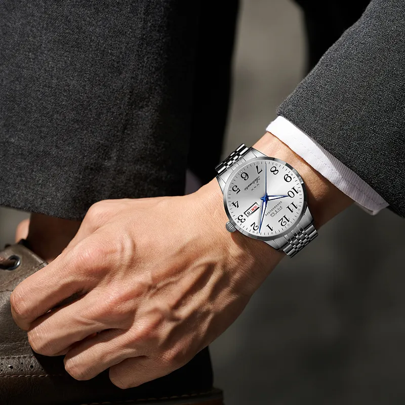 ATQ Elegant Series Automatic Mechanical Movement Stainless Steel Watchband Watch Men's Watches Silver Dial-5