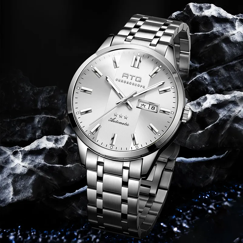 ATQ Elegant Series Automatic Mechanical Movement Stainless Steel Watchband Watch Men's Watches Gray Dial-8