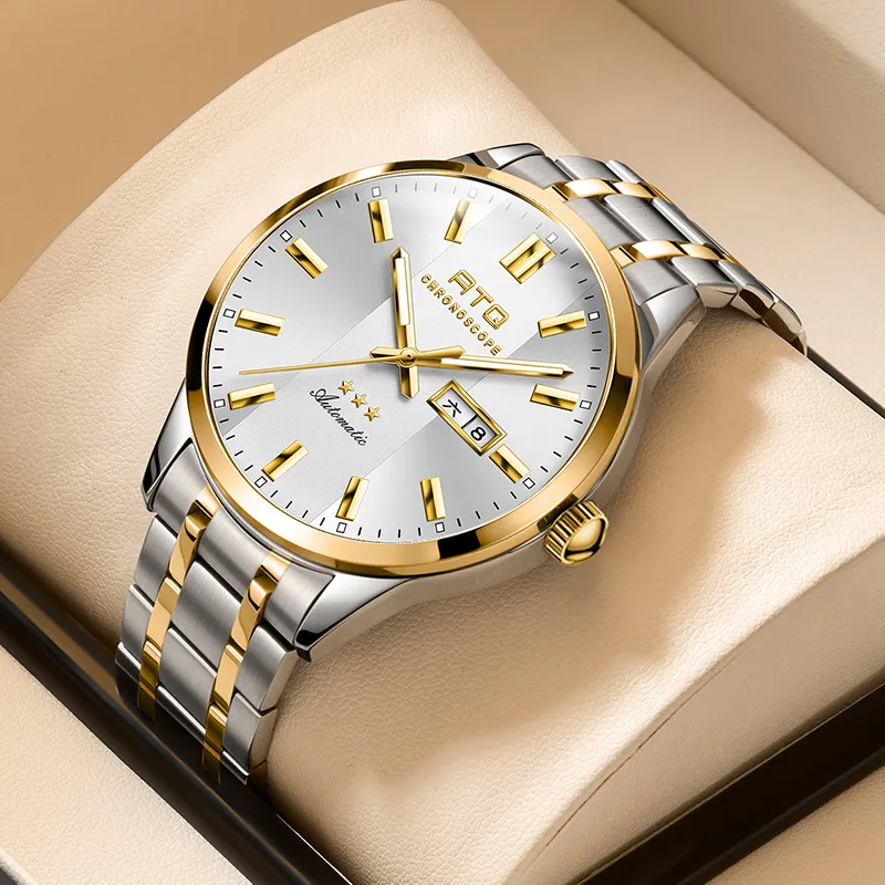 ATQ Elegant Series Automatic Mechanical Movement Stainless Steel Watchband Watch Men's Watches Gray Dial-12