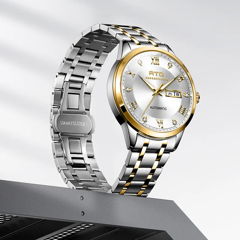 ATQ Elegant Series Automatic Mechanical Movement Stainless Steel Watchband Watch Men's Watches Gray Dial-24