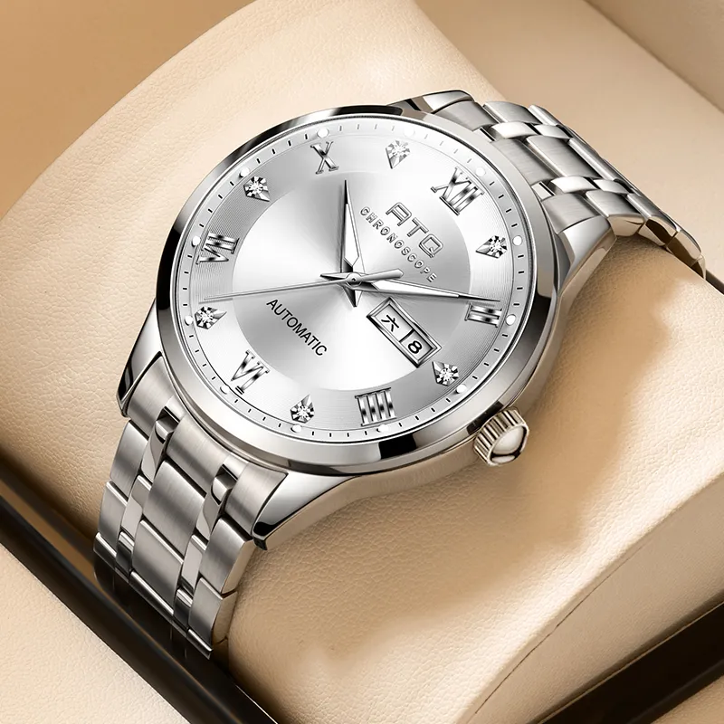 ATQ Elegant Series Automatic Mechanical Movement Stainless Steel Watchband Watch Men's Watches Gray Dial-16
