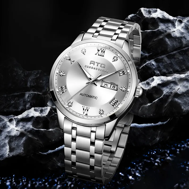ATQ Elegant Series Automatic Mechanical Movement Stainless Steel Watchband Watch Men's Watches Gray Dial-18