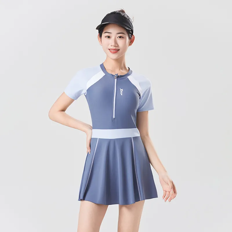 XTEP Women's One Piece Skirt Hem Swimsuit Women's-4