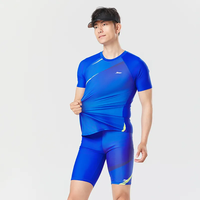 XTEP Swimsuit Set Men's Colorful Blue Top+Colorful Blue Pants-2