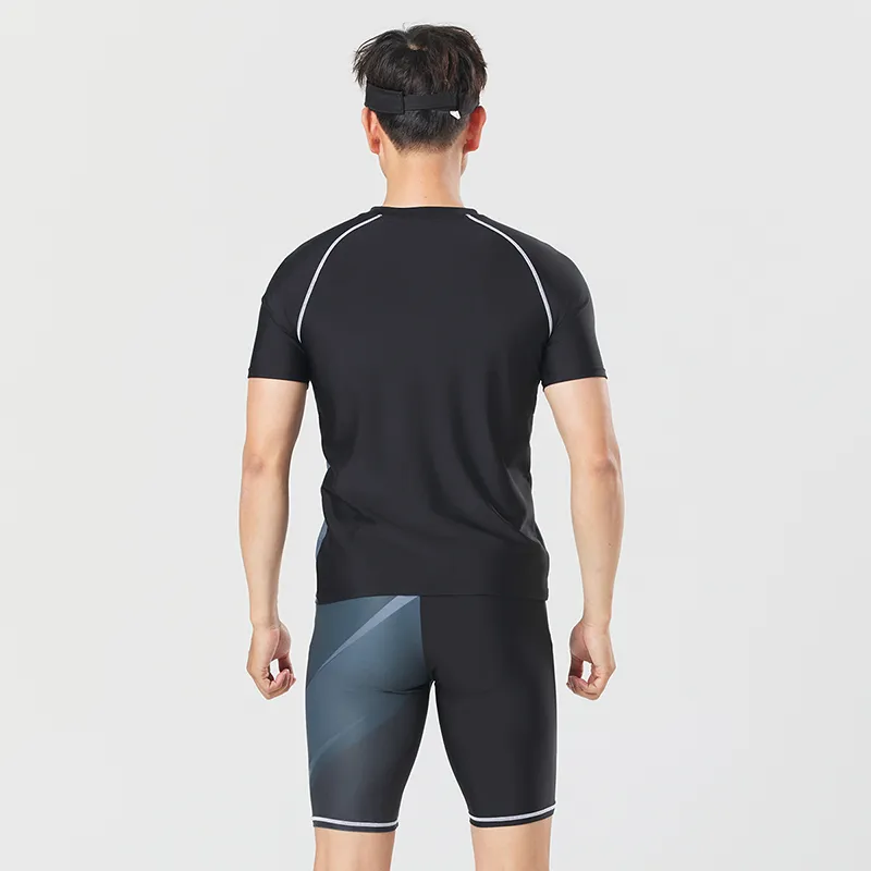 XTEP Swimsuit Set Men's Black Top+Black Pants-1