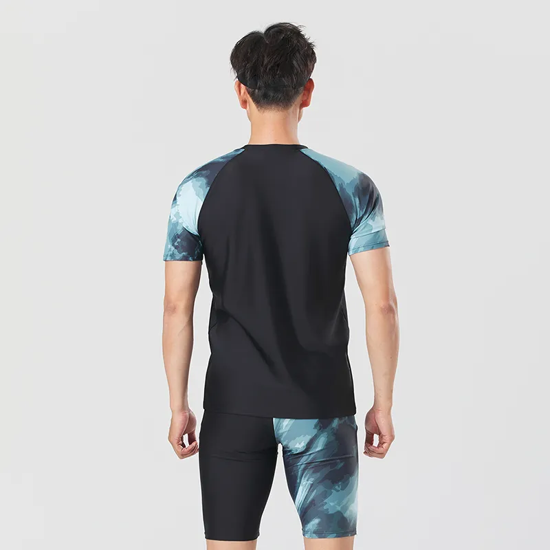 XTEP Swimsuit Set Men's Black Top+Black Pants-2