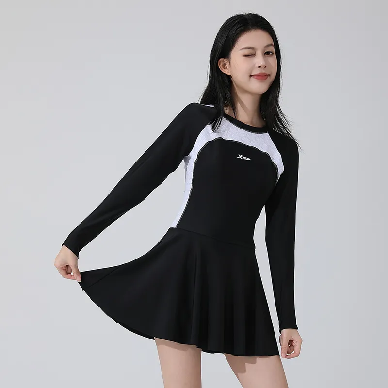 XTEP One piece Swimsuit Women's Black-2