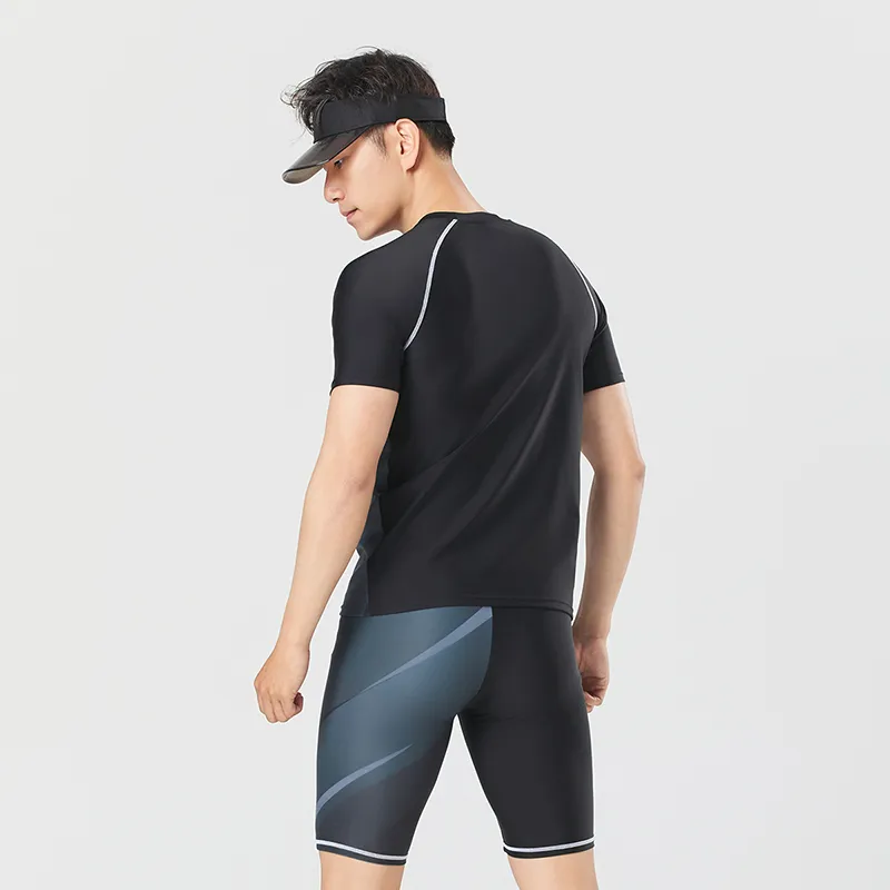 XTEP Swimsuit Set Men's Black Top+Black Pants-3