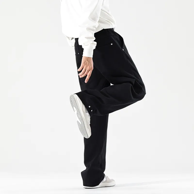 TESTUNG Casual Pants Men's Black-3