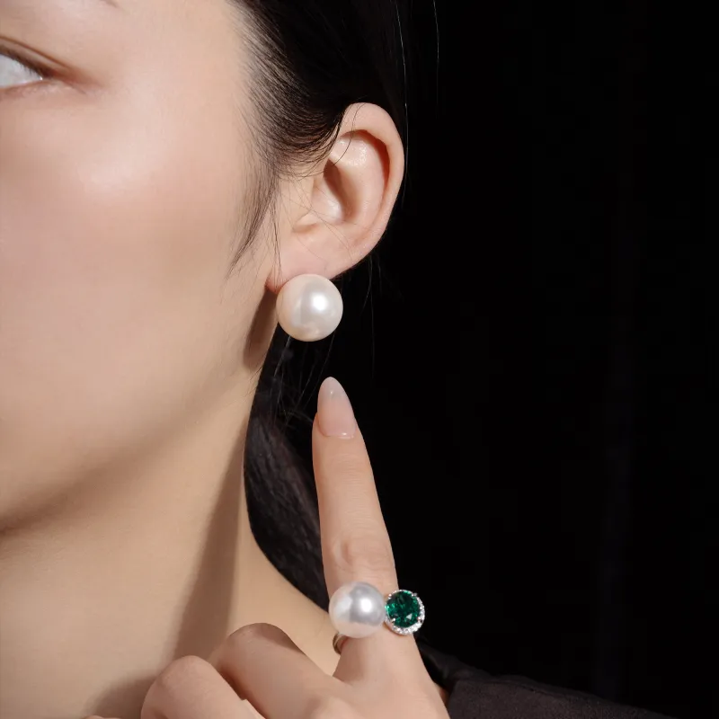 GAONAS 925 Silver Imitation Pearl Stud Earrings Women's-4