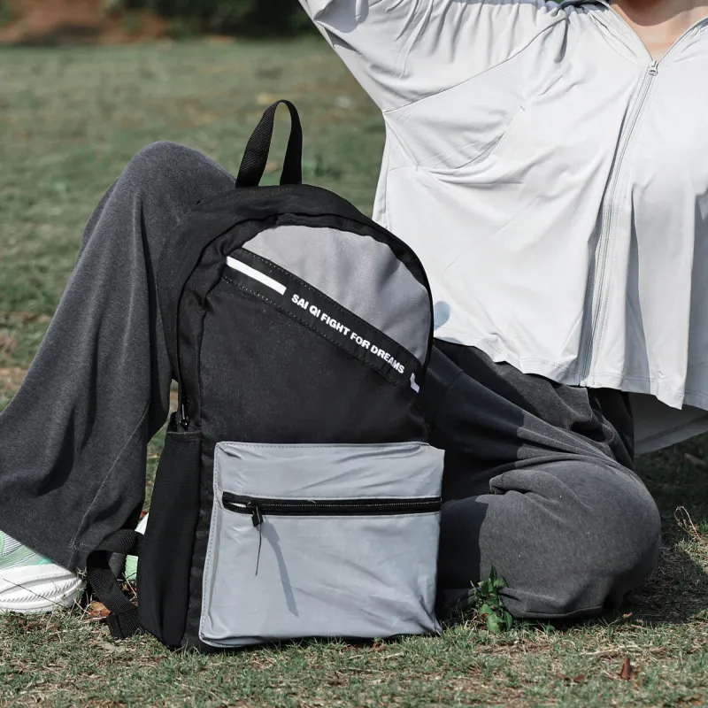 SAIQI Polyester Backpack Regular Unisex Black-8