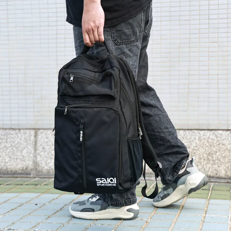 SAIQI Polyester Backpack Regular Unisex Black-4