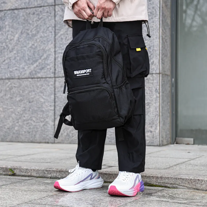 SAIQI Polyester Backpack Regular Unisex Black-6