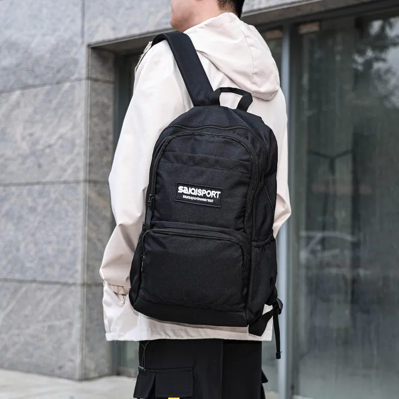 SAIQI Polyester Backpack Regular Unisex Black-8