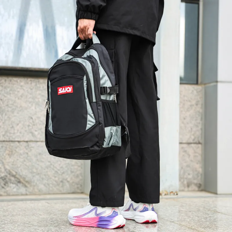 SAIQI Polyester Backpack Regular Men's Black/Gray-9