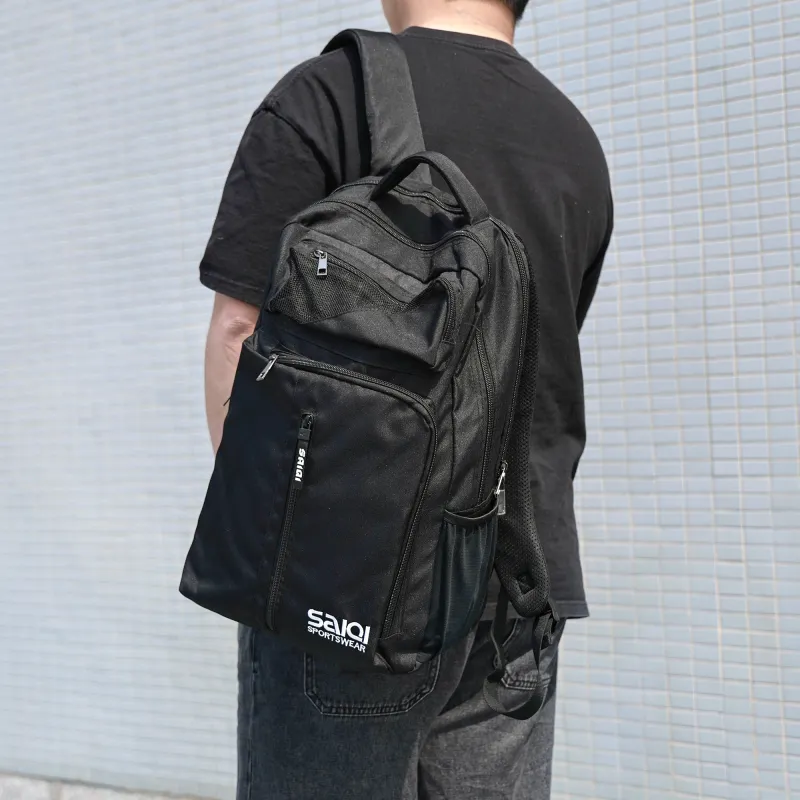 SAIQI Polyester Backpack Regular Unisex Black-8