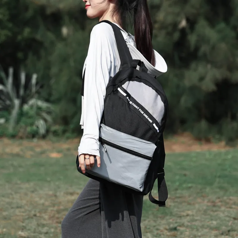 SAIQI Polyester Backpack Regular Unisex Black-7