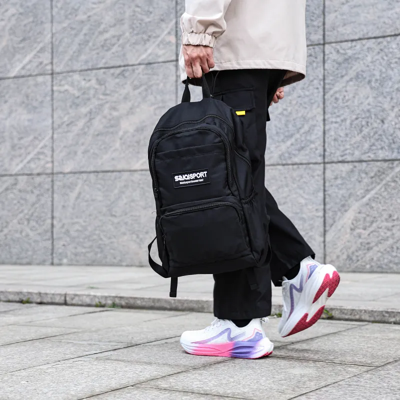 SAIQI Polyester Backpack Regular Unisex Black-4