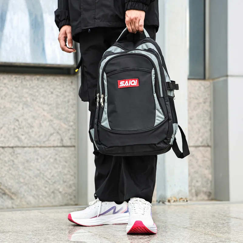SAIQI Polyester Backpack Regular Men's Black/Gray-6
