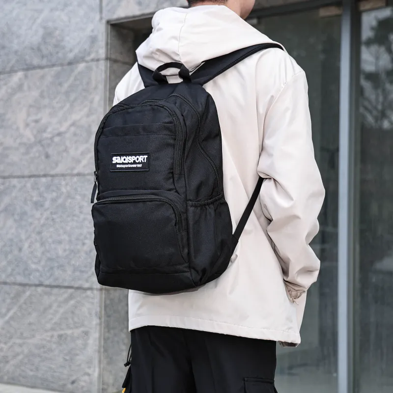 SAIQI Polyester Backpack Regular Unisex Black-7