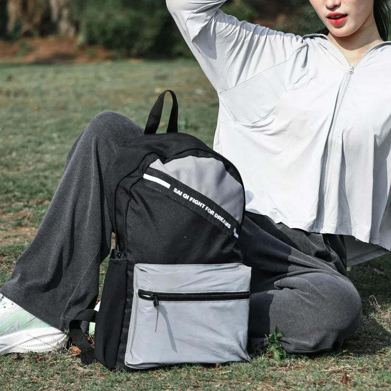 SAIQI Polyester Backpack Regular Unisex Black-9
