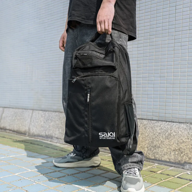 SAIQI Polyester Backpack Regular Unisex Black-7