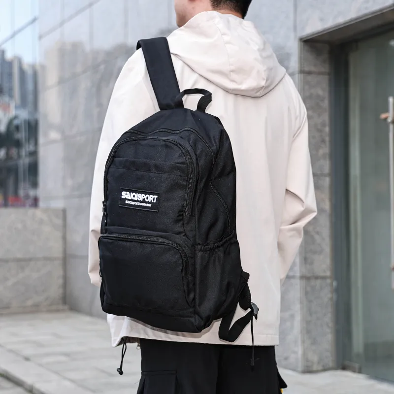 SAIQI Polyester Backpack Regular Unisex Black-9