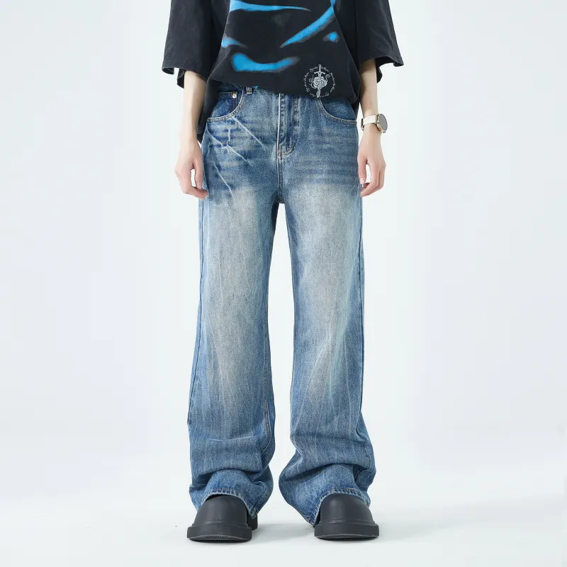 AWAKEN THE ROSE Jeans Unisex Vintage Blue-2