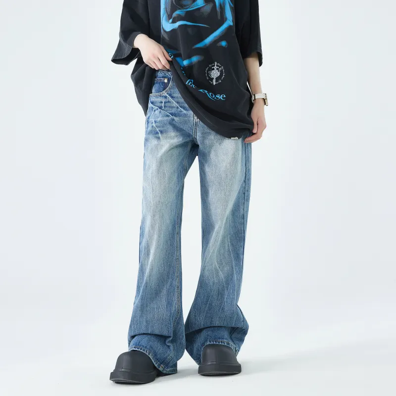 AWAKEN THE ROSE Jeans Unisex Vintage Blue-3