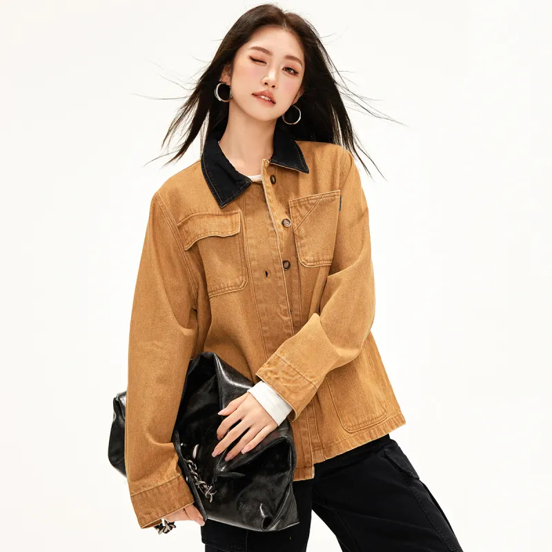  CHOCOOLATE Denim Jacket Women's Khaki-2