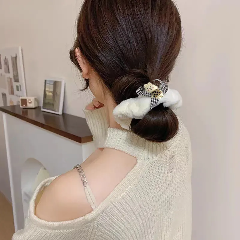 OFLY Flannelette Hair Tie Women's White/Ecru/Coffee-5