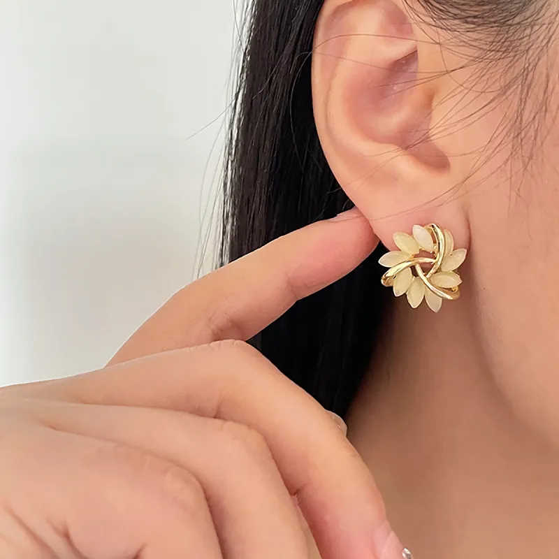 OFLY S925 Silver Stud Earrings Women's-5