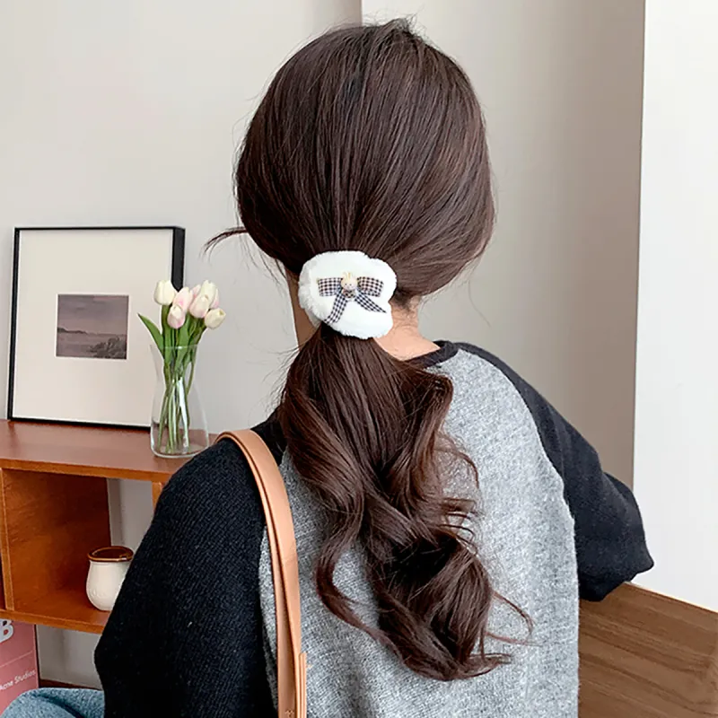 OFLY Flannelette Hair Tie Women's White/Ecru/Coffee-6