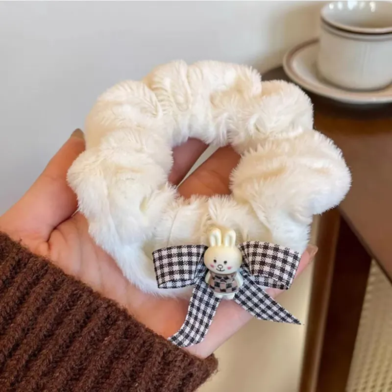 OFLY Flannelette Hair Tie Women's White/Ecru/Coffee-1