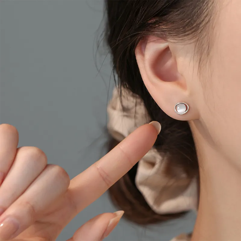 OFLY S999 Sterling Silver Stud Earrings Women's-3