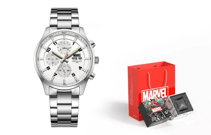 MARVEL Space Collection Mechanical Movement Steel Strap Watch Men's Watches Silver Dial-4