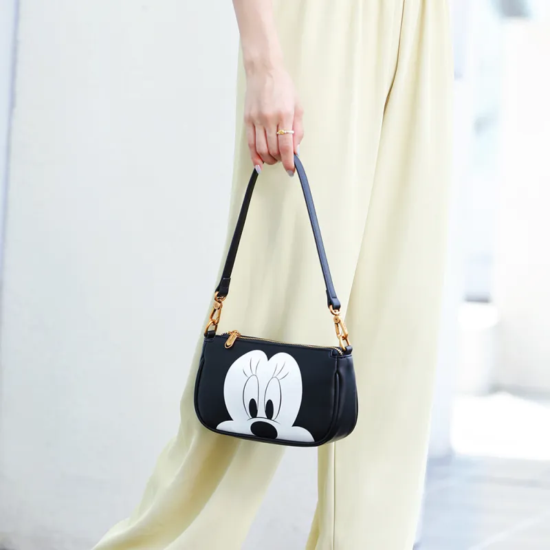 Disney Mickey Series PVC Coated Polyester Shoulder Bag Regular Women's Night Black/Coffee/Milk Coffee-3